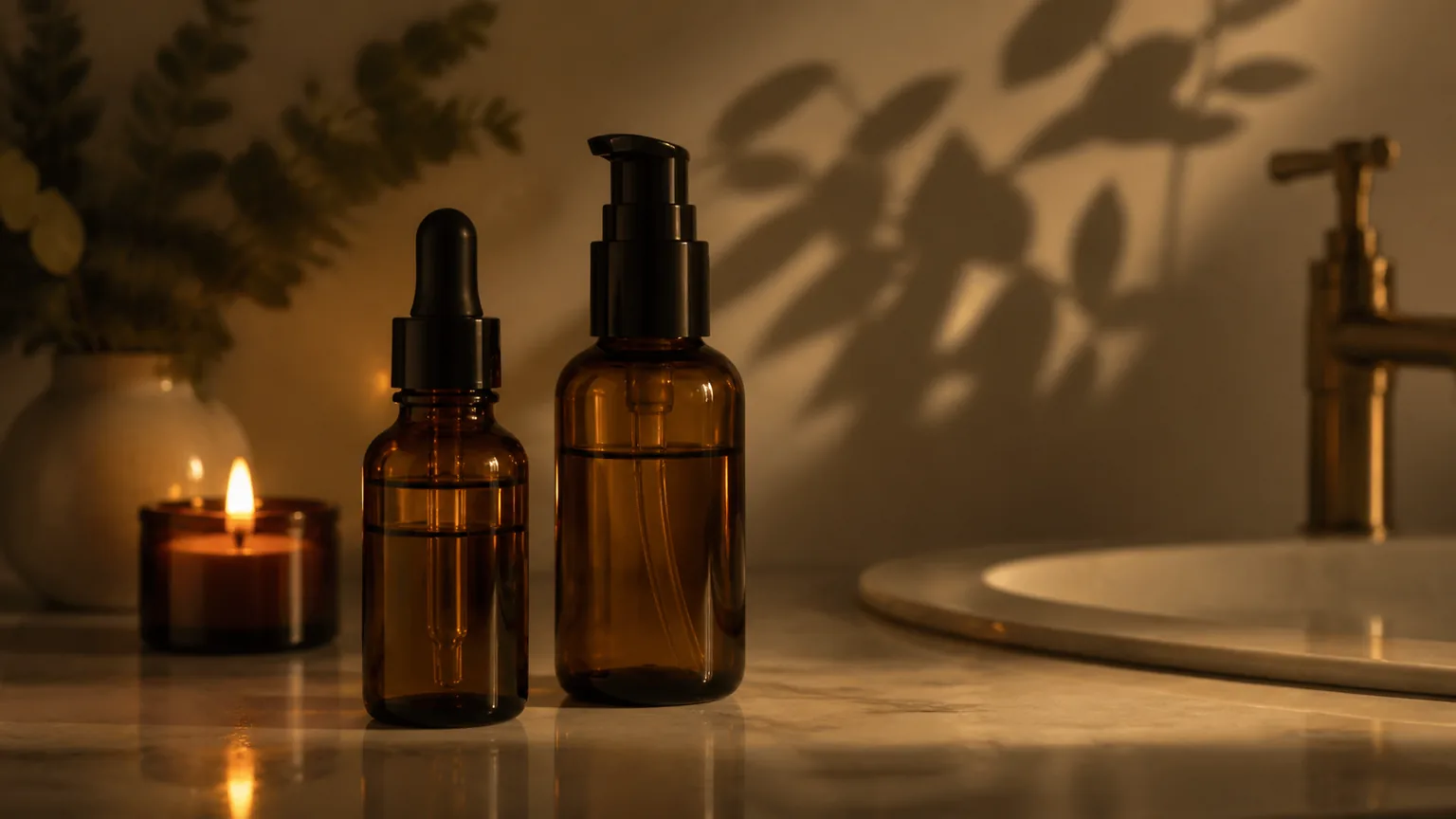 Dois séruns noturnos sem marca para comparar retinol e retinal