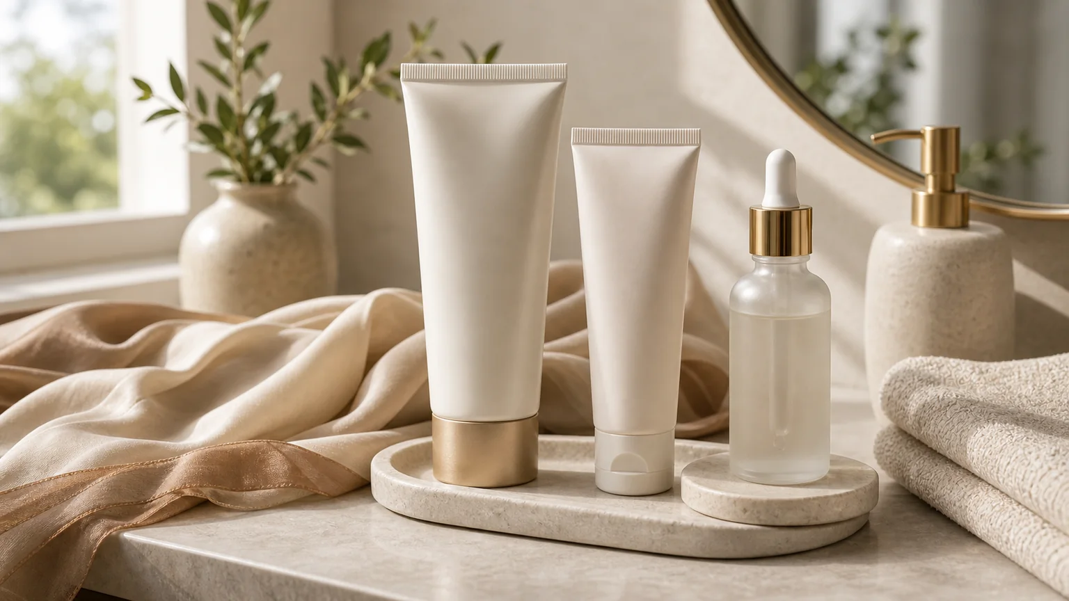 Produtos sem marca para cuidados do pescoço e colo