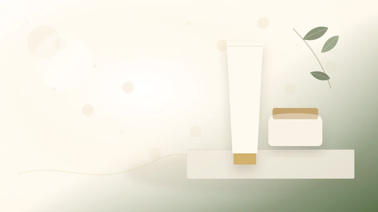 Protetor solar facial sem marca junto a luz natural e folha verde