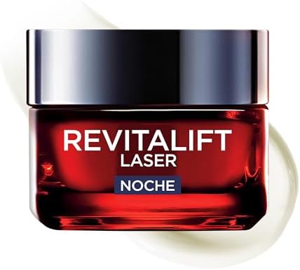 L'Oréal Paris Revitalift Láser Creme de noite Anti-Edad Triple Acción, Antiarrugas y Multicorrección, 50 ml