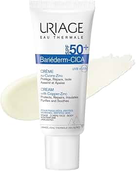 Uriage Bariderm-Cica Creme Multiusos con Protector Solar SPF50+. Creme Facial de dia con Cobre-Zinc - Previen...