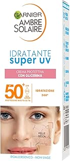 Garnier Crema facial hidratante Super UV para piel seca, SPF 50+ de rápida absorción con gl...