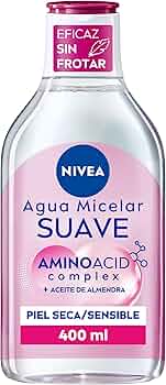 NIVEA Água micelar Suave para Pele Seca/sensível (1 x 400 ml), desmaquillante para limpieza facial con aceite...
