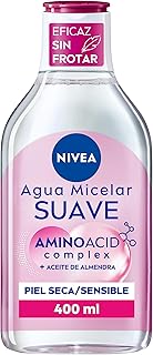 NIVEA Agua micelar Suave para Piel Seca/Sensible (1 x 400 ml), desmaquillante para limpieza...