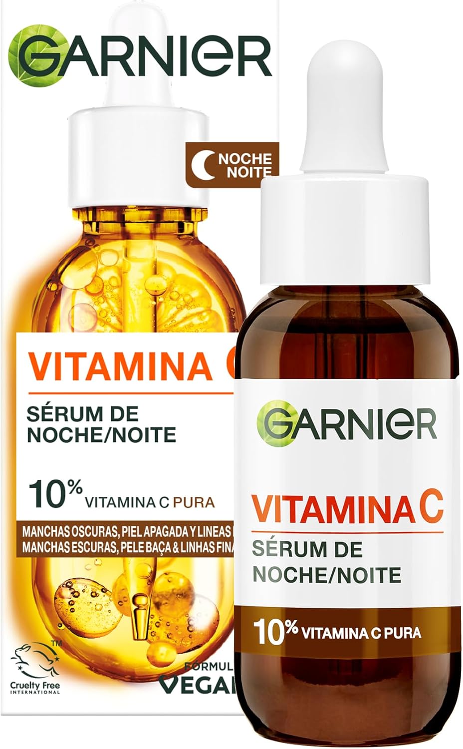 Garnier SkinActive Vitamina C Sérum de noite para manchas con 10% de [Vitamina C Pura + Ácido Hialurónico]. R...