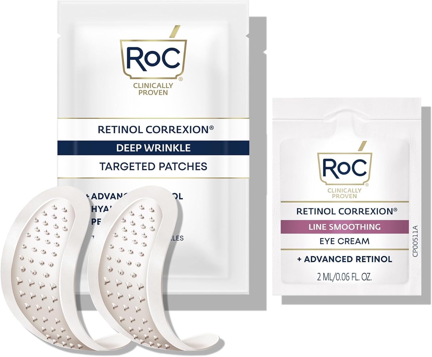 RoC Retinol Correxion Deep Wrinkle Parches dirigidos no invasivos con ácido hialurónico + péptidos reafirmant...