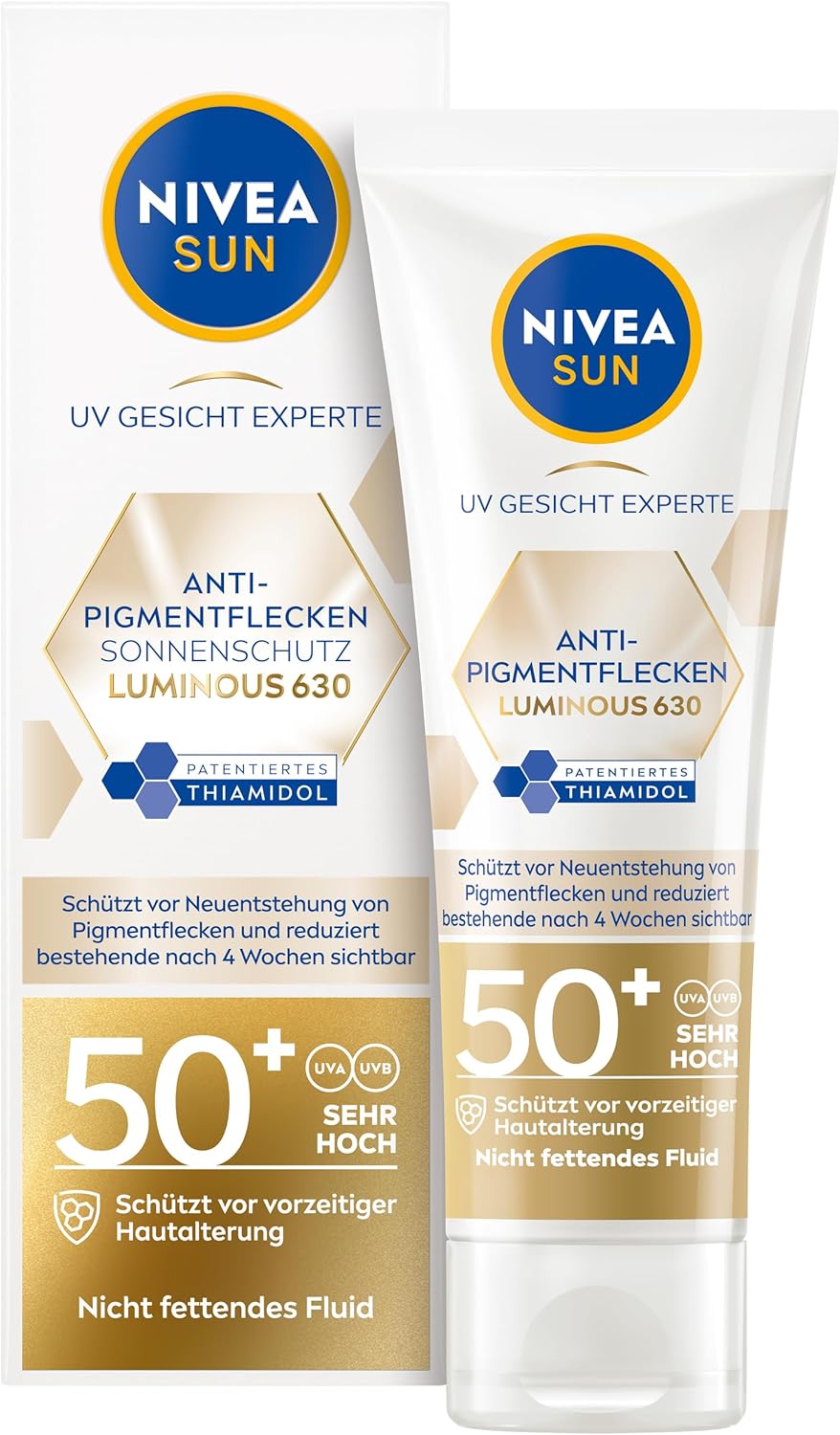 NIVEA SUN Creme solar facial hidratante para manchas de pigmento 50+, Creme solar facial no oleosa con alto SPF
