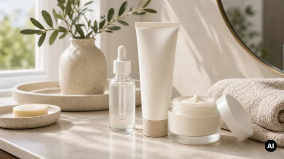 Protetor solar e creme hidratante sem marca para pele seca