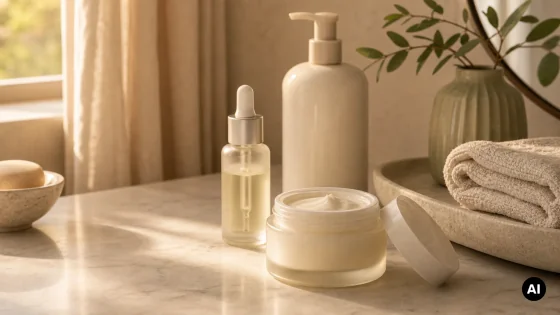 Creme rico e toalha suave para rotina de pele seca na menopausa