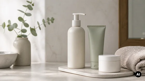 Produtos de skincare suaves sem marca para pele sensível
