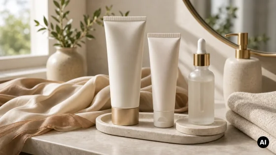 Produtos sem marca para cuidados do pescoço e colo