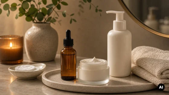 Sérum noturno e creme reparador sem marca para pele sensível